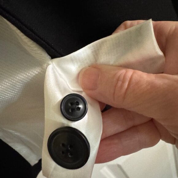 H&M Single-Breasted Fitted Notched Lapel White Lining Black Blazer Sz 8 - Picture 5 of 10